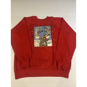 Vintage Chrismas Deer Red Sweater Size M J.E. Morgan